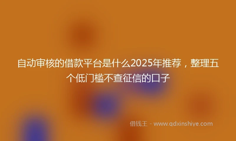 自动审核的借款平台是什么2025年推荐，整理五个低门槛不查征信的口子