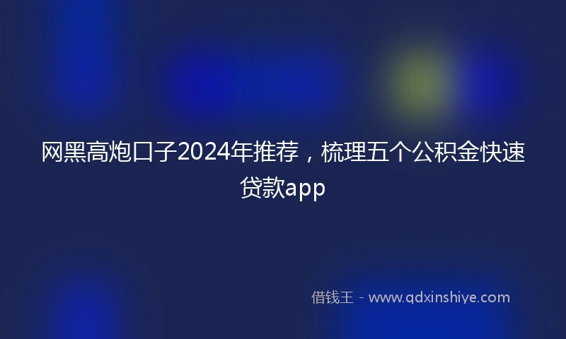 网黑高炮口子2024年推荐，梳理五个公积金快速贷款app