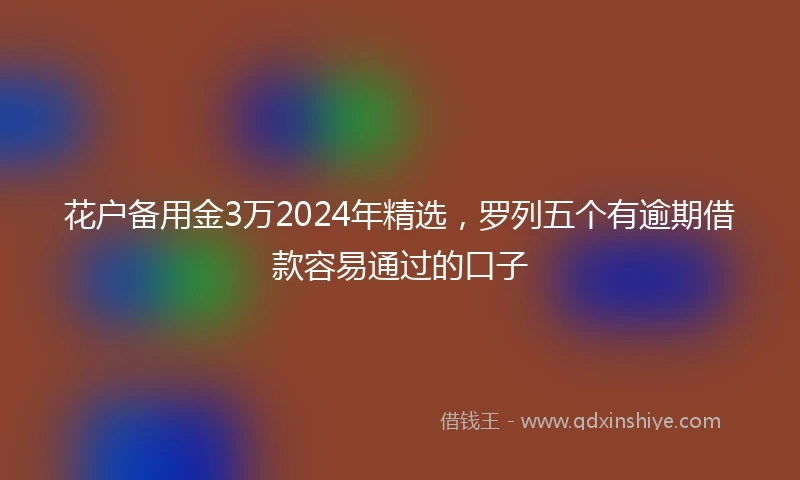 花户备用金3万2024年精选，罗列五个有逾期借款容易通过的口子
