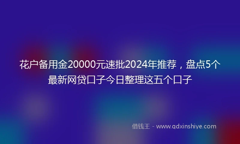 花户备用金20000元速批2024年推荐,盘点5个最新网贷口子今日整理这五个口子
