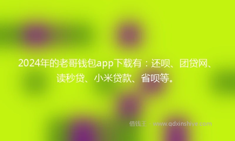 2024年的老哥钱包app下载有：还呗、团贷网、读秒贷、小米贷款、省呗等。