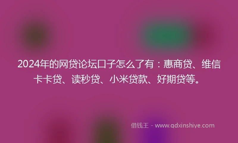 2024年的网贷论坛口子怎么了有：惠商贷、维信卡卡贷、读秒贷、小米贷款、好期贷等。