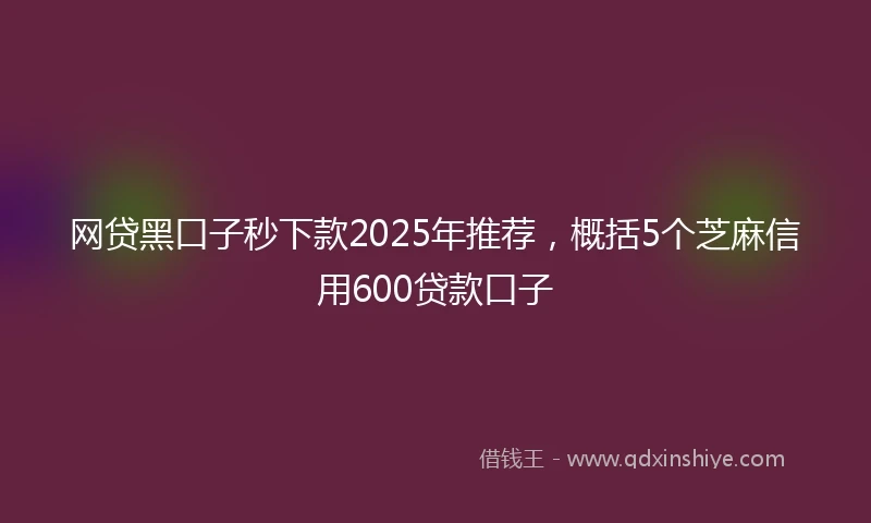 网贷黑口子秒下款2025年推荐，概括5个芝麻信用600贷款口子