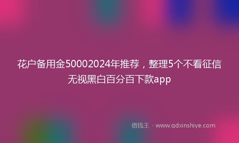 花户备用金50002024年推荐，整理5个不看征信无视黑白百分百下款app
