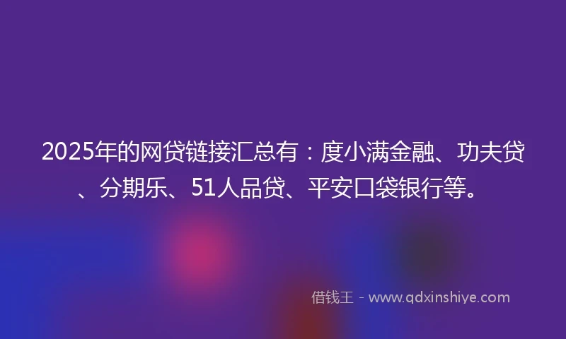 2025年的网贷链接汇总有：度小满金融、功夫贷、分期乐、51人品贷、平安口袋银行等。