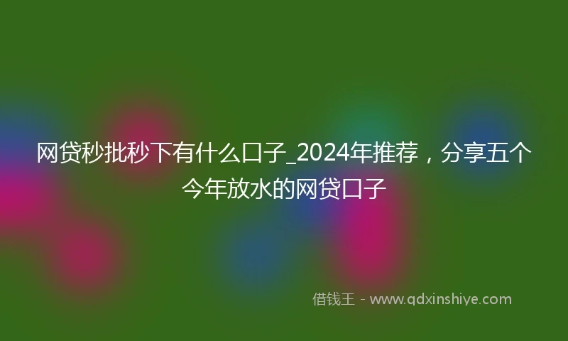 网贷秒批秒下有什么口子_2024年推荐，分享五个今年放水的网贷口子