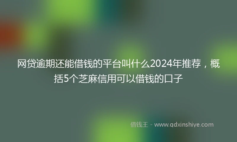 网贷逾期还能借钱的平台叫什么2024年推荐,概括5个芝麻信用可以借钱的口子