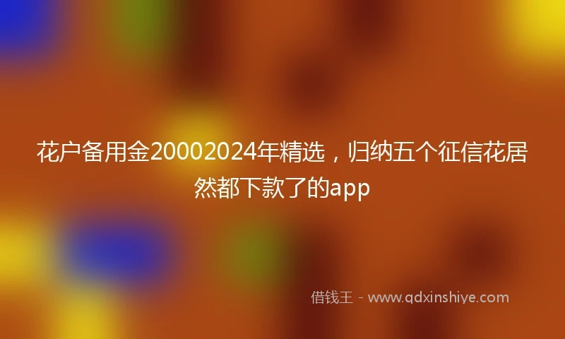 花户备用金20002024年精选，归纳五个征信花居然都下款了的app