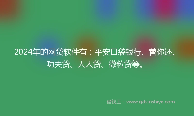 2024年的网贷软件有：平安口袋银行、替你还、功夫贷、人人贷、微粒贷等。