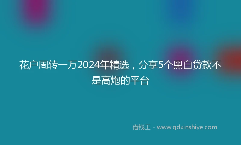 花户周转一万2024年精选，分享5个黑白贷款不是高炮的平台