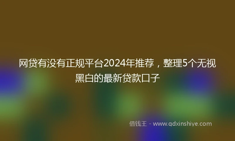 网贷有没有正规平台2024年推荐，整理5个无视黑白的最新贷款口子