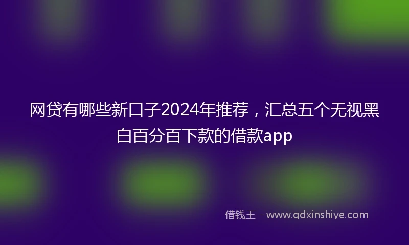 网贷有哪些新口子2024年推荐，汇总五个无视黑白百分百下款的借款app