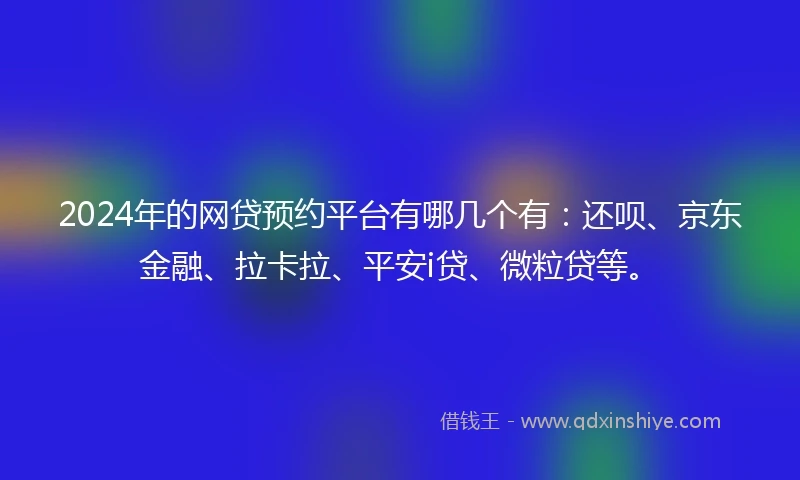 2024年的网贷预约平台有哪几个有：还呗、京东金融、拉卡拉、平安i贷、微粒贷等。