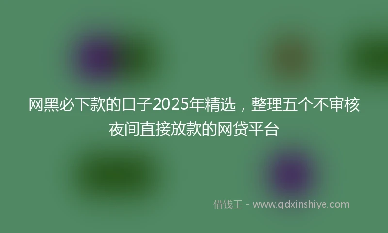 网黑必下款的口子2025年精选,整理五个不审核夜间直接放款的网贷平台