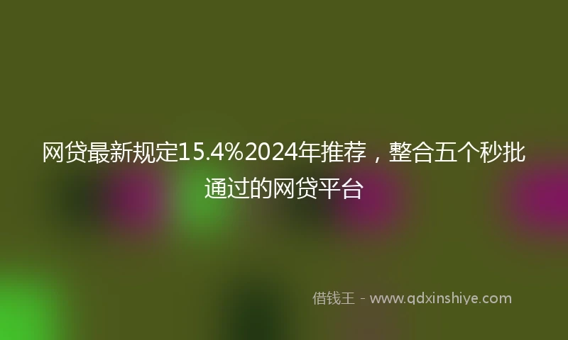 网贷最新规定15.4%2024年推荐，整合五个秒批通过的网贷平台