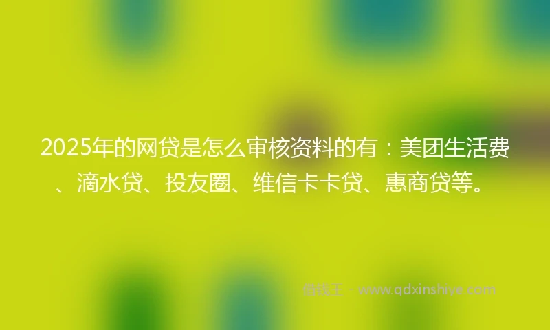 2025年的网贷是怎么审核资料的有：美团生活费、滴水贷、投友圈、维信卡卡贷、惠商贷等。