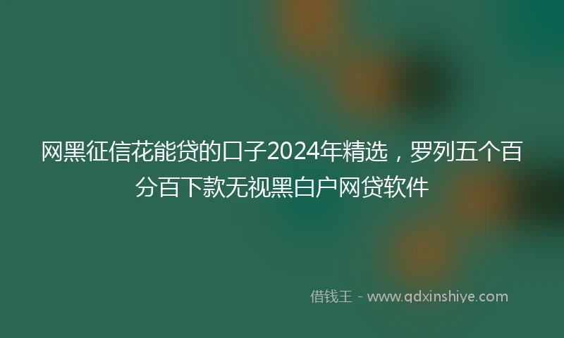 网黑征信花能贷的口子2024年精选，罗列五个百分百下款无视黑白户网贷软件