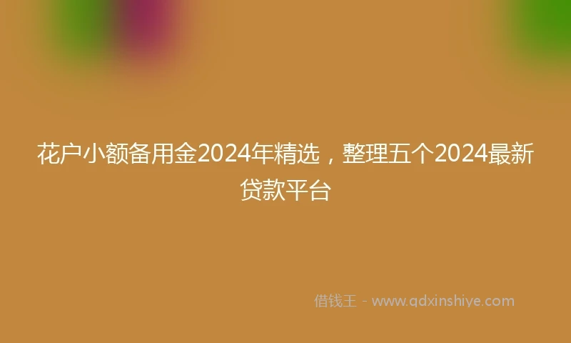 花户小额备用金2024年精选，整理五个2024最新贷款平台