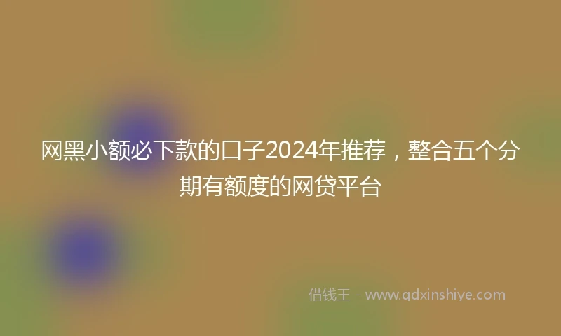 网黑小额必下款的口子2024年推荐，整合五个分期有额度的网贷平台