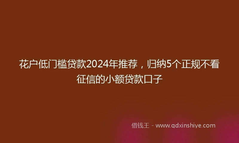 花户低门槛贷款2024年推荐，归纳5个正规不看征信的小额贷款口子