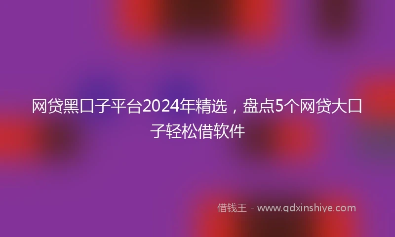 网贷黑口子平台2024年精选，盘点5个网贷大口子轻松借软件