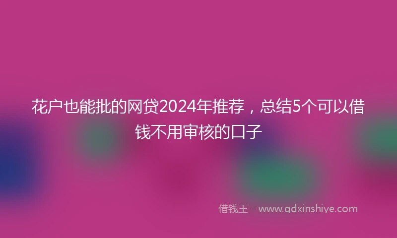 花户也能批的网贷2024年推荐，总结5个可以借钱不用审核的口子