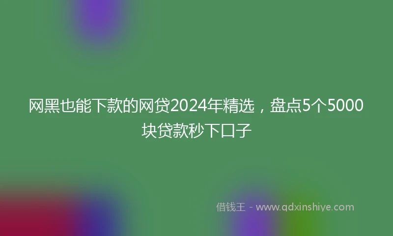 网黑也能下款的网贷2024年精选，盘点5个5000块贷款秒下口子