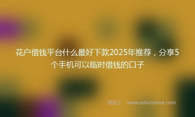 花户借钱平台什么最好下款2025年推荐，分享5个手机可以临时借钱的口子
