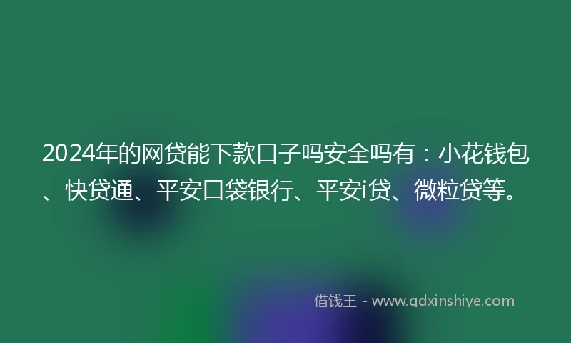 2024年的网贷能下款口子吗安全吗有：小花钱包、快贷通、平安口袋银行、平安i贷、微粒贷等。