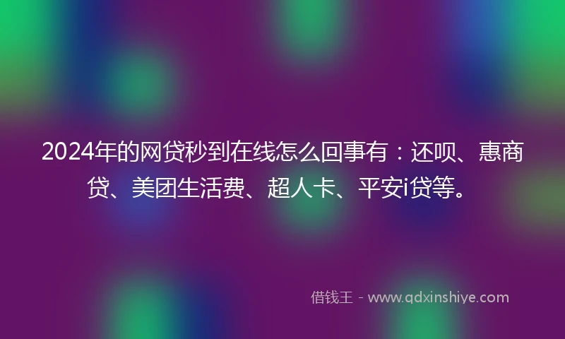 2024年的网贷秒到在线怎么回事有：还呗、惠商贷、美团生活费、超人卡、平安i贷等。