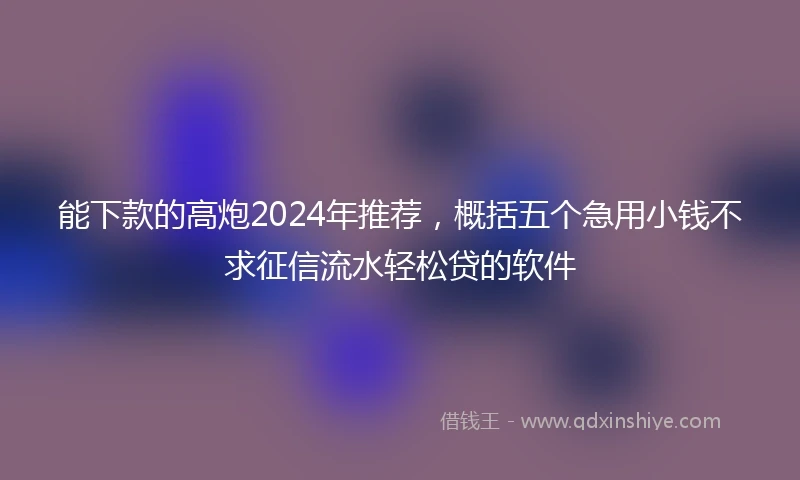 能下款的高炮2024年推荐，概括五个急用小钱不求征信流水轻松贷的软件