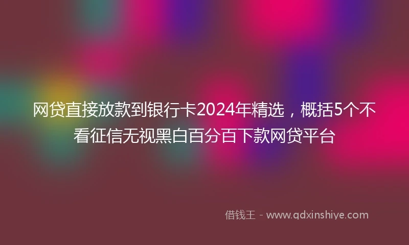 网贷直接放款到银行卡2024年精选，概括5个不看征信无视黑白百分百下款网贷平台