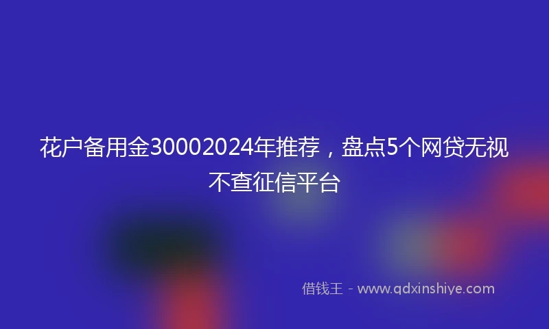 花户备用金30002024年推荐，盘点5个网贷无视不查征信平台