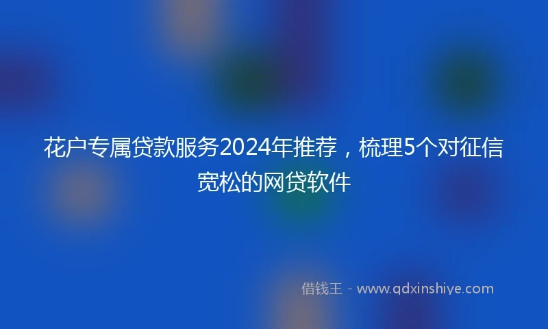 花户专属贷款服务2024年推荐，梳理5个对征信宽松的网贷软件