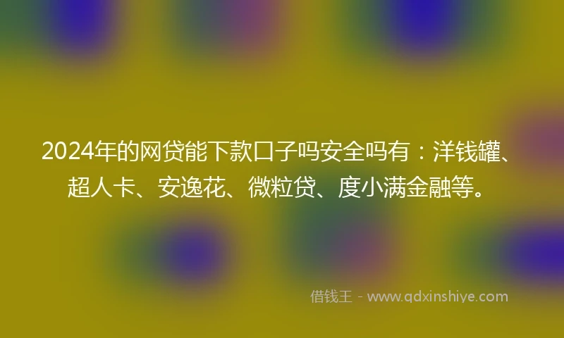 2024年的网贷能下款口子吗安全吗有：洋钱罐、超人卡、安逸花、微粒贷、度小满金融等。