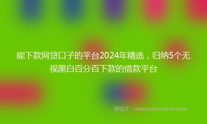 能下款网贷口子的平台2024年精选，归纳5个无视黑白百分百下款的借款平台