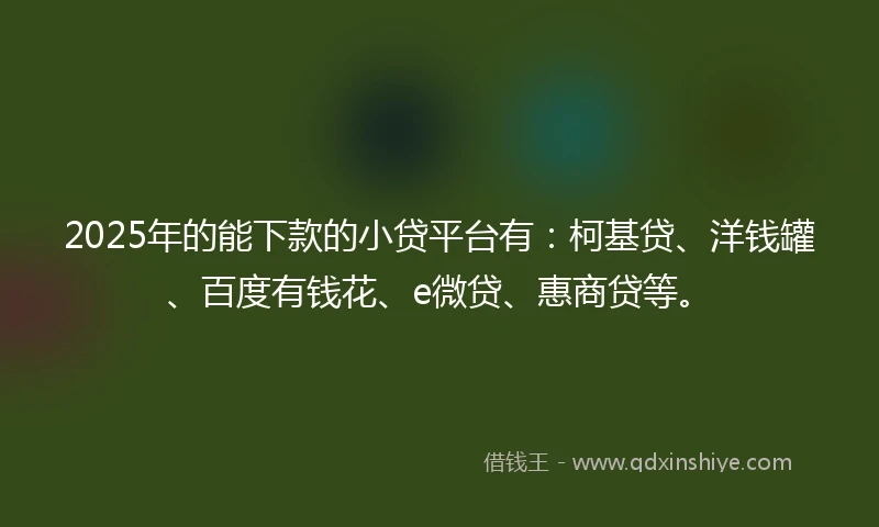 2025年的能下款的小贷平台有：柯基贷、洋钱罐、百度有钱花、e微贷、惠商贷等。