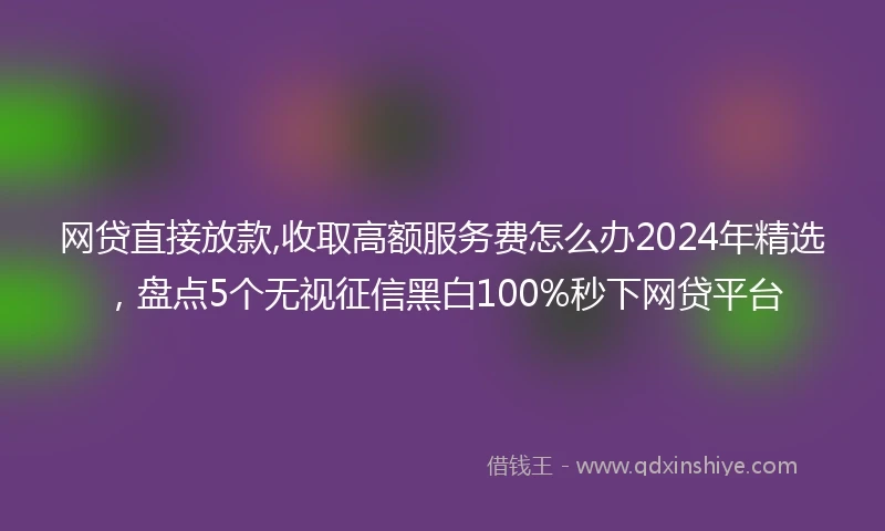 网贷直接放款,收取高额服务费怎么办2024年精选，盘点5个无视征信黑白100%秒下网贷平台