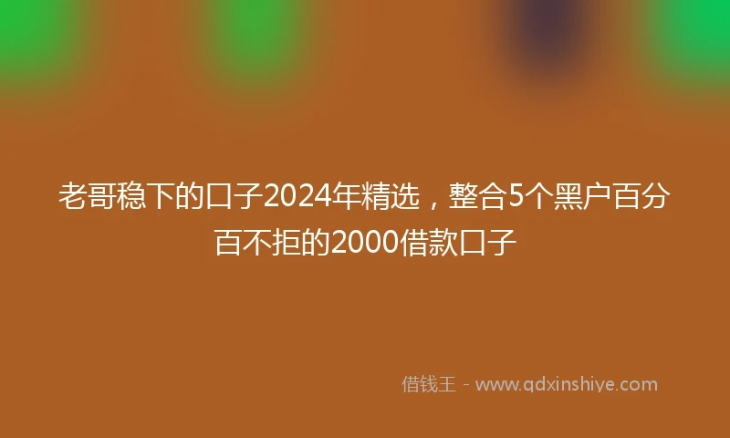 老哥稳下的口子2024年精选，整合5个黑户百分百不拒的2000借款口子