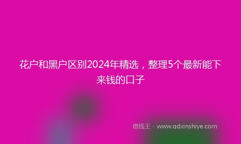 花户和黑户区别2024年精选，整理5个最新能下来钱的口子