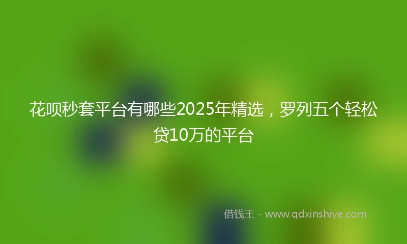 花呗秒套平台有哪些2025年精选，罗列五个轻松贷10万的平台