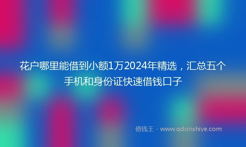 花户哪里能借到小额1万2024年精选，汇总五个手机和身份证快速借钱口子