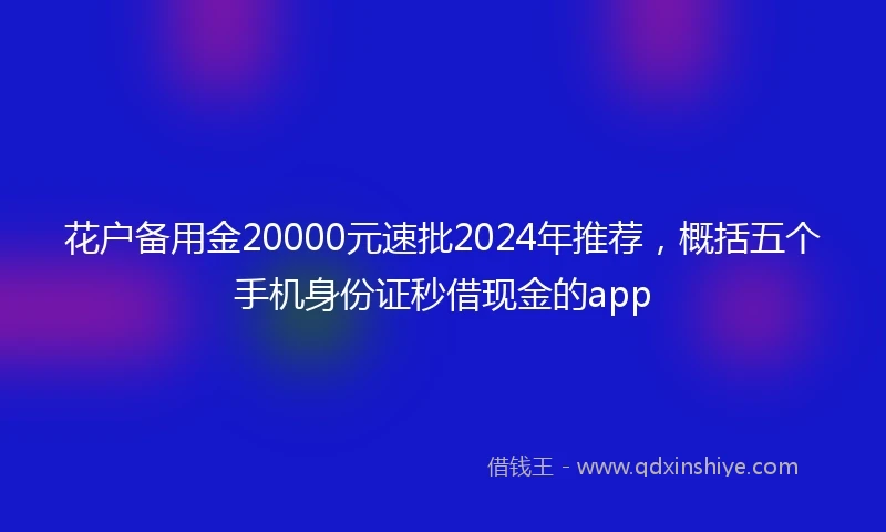 花户备用金20000元速批2024年推荐，概括五个手机身份证秒借现金的app