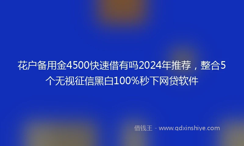 花户备用金4500快速借有吗2024年推荐，整合5个无视征信黑白100%秒下网贷软件