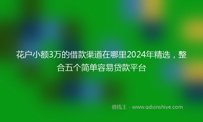 花户小额3万的借款渠道在哪里2024年精选，整合五个简单容易贷款平台
