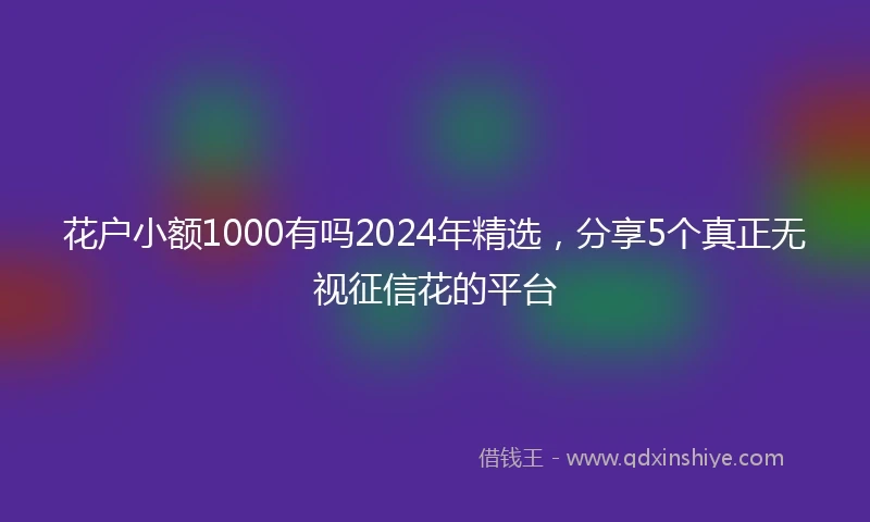 花户小额1000有吗2024年精选，分享5个真正无视征信花的平台