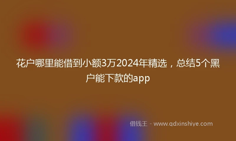 花户哪里能借到小额3万2024年精选，总结5个黑户能下款的app
