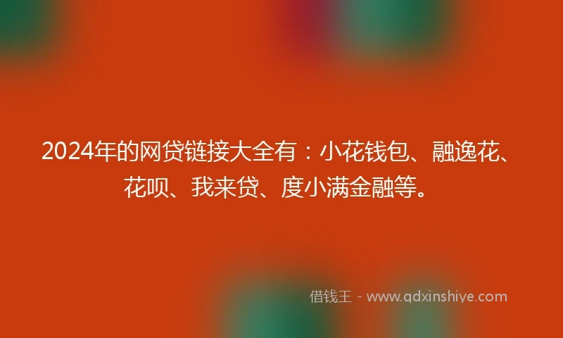 2024年的网贷链接大全有：小花钱包、融逸花、花呗、我来贷、度小满金融等。