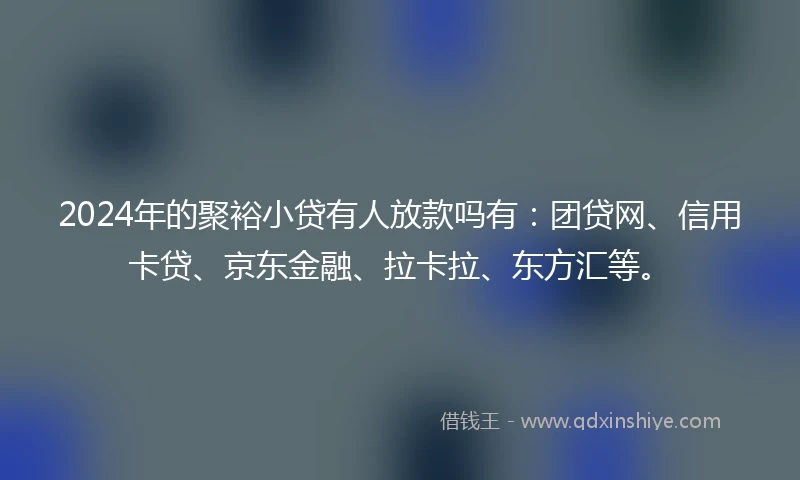 2024年的聚裕小贷有人放款吗有：团贷网、信用卡贷、京东金融、拉卡拉、东方汇等。