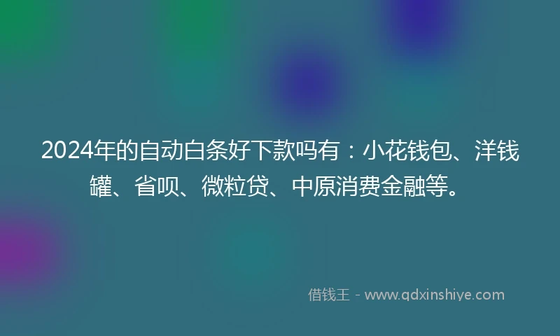 2024年的自动白条好下款吗有：小花钱包、洋钱罐、省呗、微粒贷、中原消费金融等。
